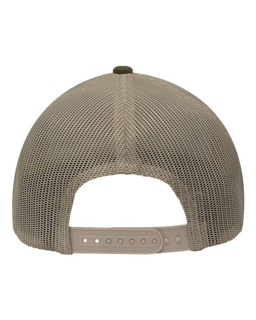 Modern Six-Panel Trucker Fit Cap - Dark Olive Green/ Khaki