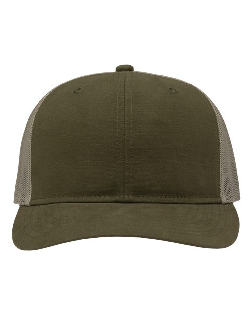 Modern Six-Panel Trucker Fit Cap - Dark Olive Green/ Khaki