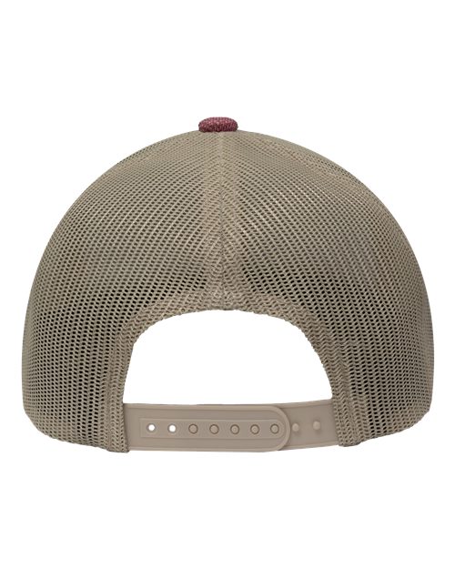Modern Six-Panel Trucker Fit Cap - X Hatch Red/ Khaki