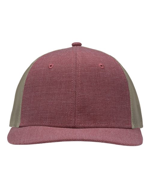 Modern Six-Panel Trucker Fit Cap - X Hatch Red/ Khaki