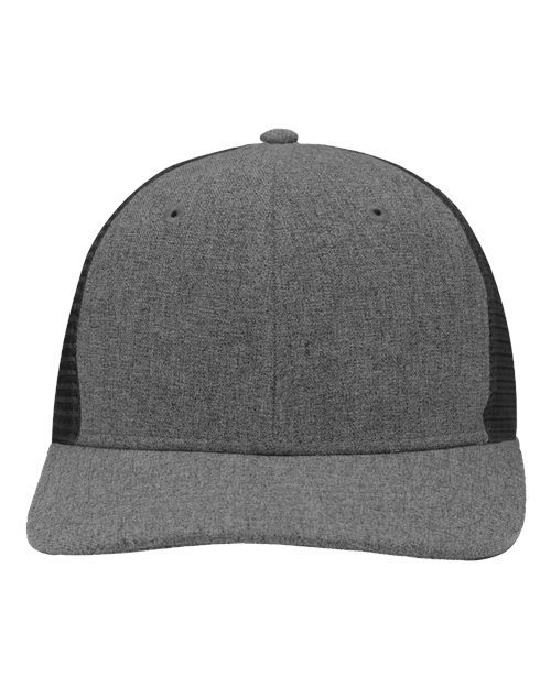 Modern Six-Panel Trucker Fit Cap - Black Heather/ Black