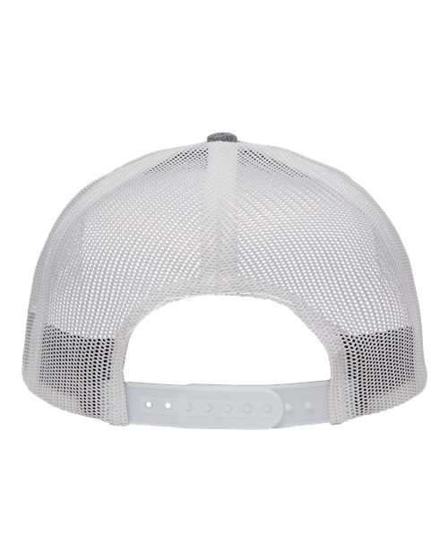 Modern Six-Panel Trucker Fit Cap - Black Heather/ White
