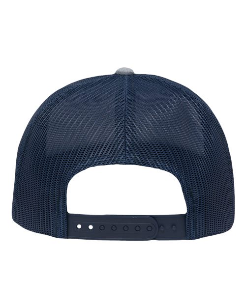 Modern Six-Panel Trucker Fit Cap - Ice Blue Heather/ Navy