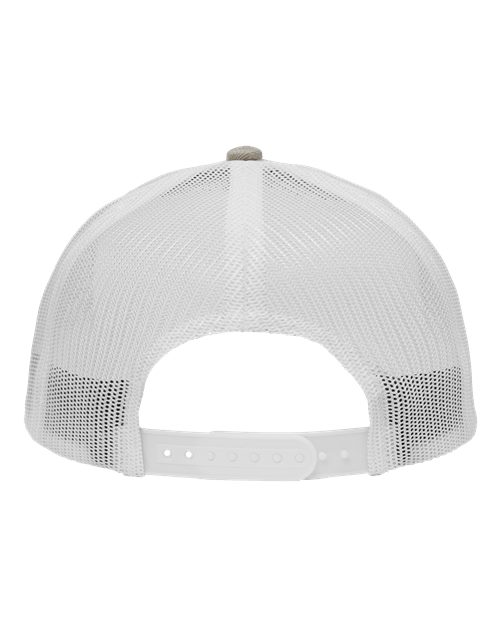Modern Six-Panel Trucker Fit Cap - Grey Heather/ White