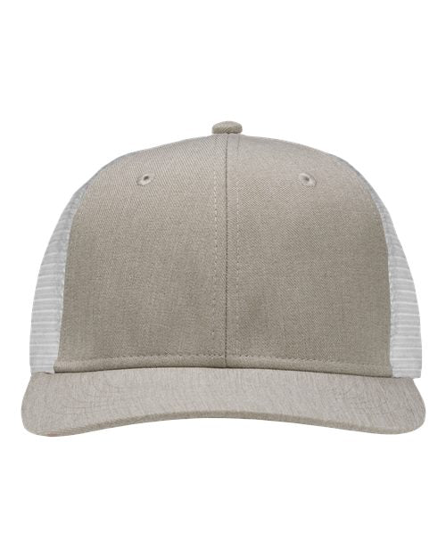 Modern Six-Panel Trucker Fit Cap - Grey Heather/ White