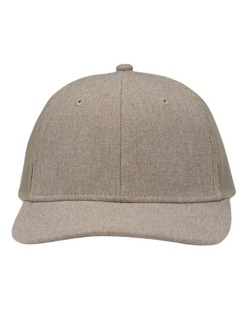 Modern Six-Panel Trucker Fit Cap - Khaki Heather/ Khaki
