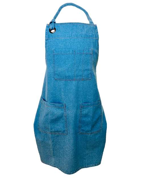 5-Pocket Recycled Cotton Denim Apron - Light Blue Denim