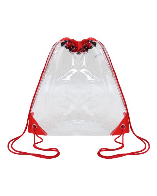 Clear Drawstring Pack - Red