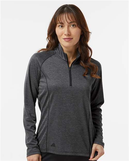 Women's Space Dyed Quarter-Zip Pullover - Black Melange