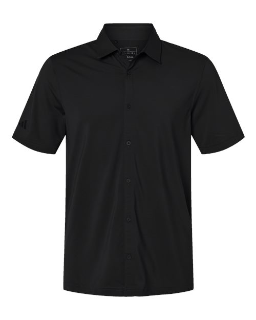 Men's Full Button Down Short Sleeve Shirt - Black