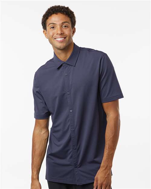 Men's Full Button Down Short Sleeve Shirt - Shadow Navy