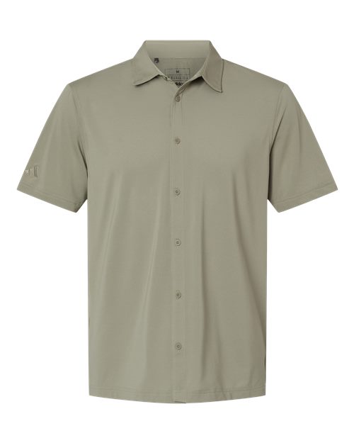 Men's Full Button Down Short Sleeve Shirt - Silver Pebble