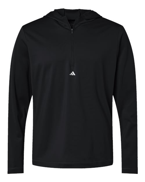 Men's Lightweight Quarter-Zip Hooded Pullover - Black