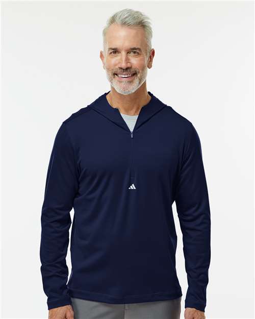 Men's Lightweight Quarter-Zip Hooded Pullover - Collegiate Navy