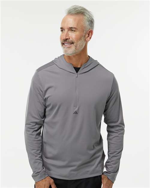 Men's Lightweight Quarter-Zip Hooded Pullover - Grey Three