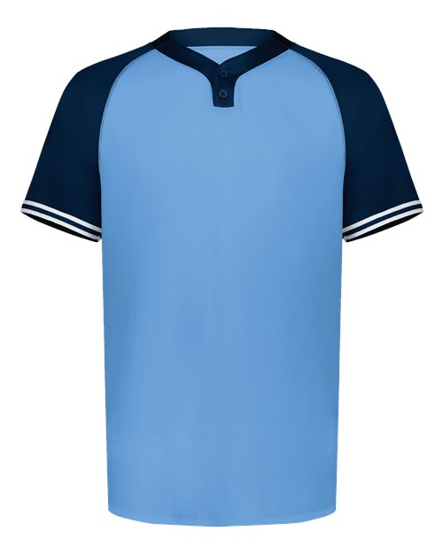 Men's Cutter Henley Jersey - Columbia Blue/ Navy