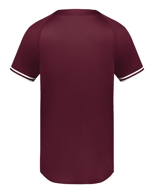 Men's Cutter Henley Jersey - Maroon/ White