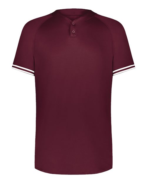 Men's Cutter Henley Jersey - Maroon/ White