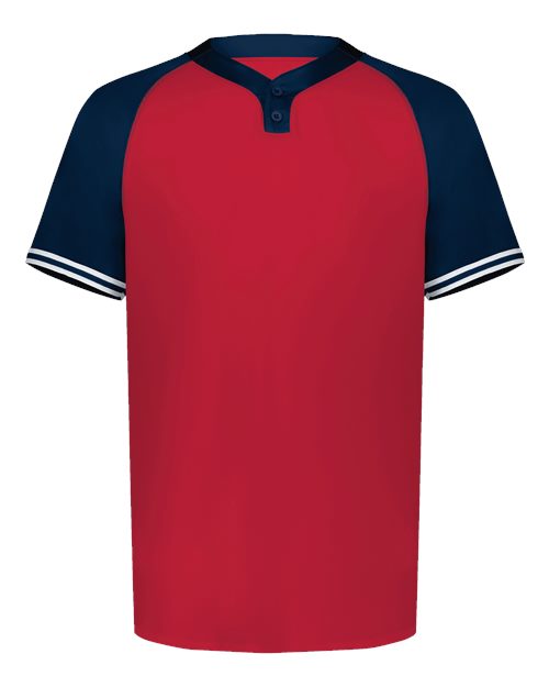 Youth Cutter Henley Jersey - Scarlet/ Navy