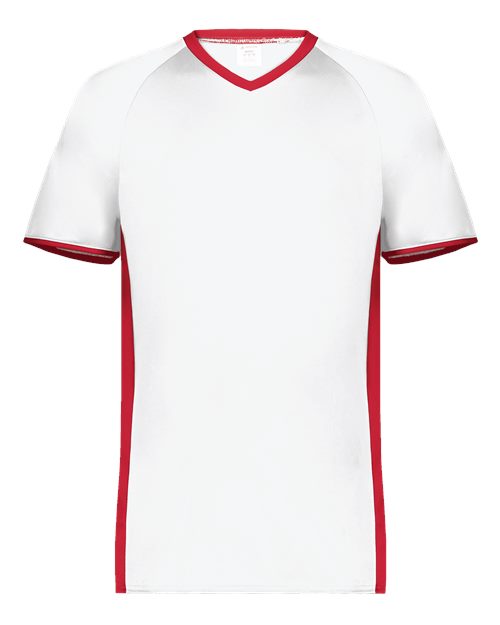 Men's Cutter V-Neck Jersey - White/ Scarlet