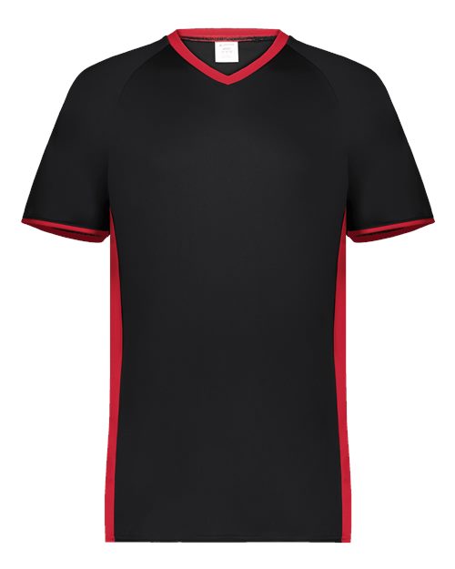 Youth Cutter V-Neck Jersey - Black/ Scarlet