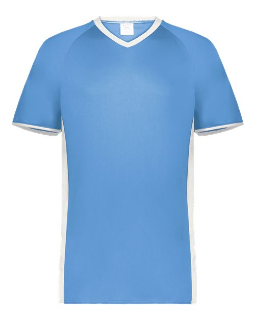 Youth Cutter V-Neck Jersey - Columbia Blue/ White