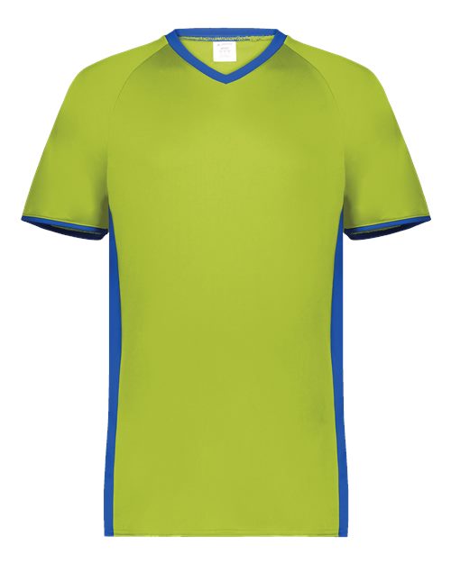 Youth Cutter V-Neck Jersey - Lime/ Royal