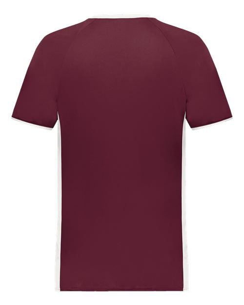 Youth Cutter V-Neck Jersey - Maroon/ White