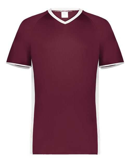 Youth Cutter V-Neck Jersey - Maroon/ White