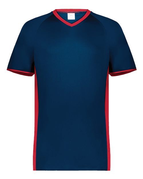 Youth Cutter V-Neck Jersey - Navy/ Scarlet