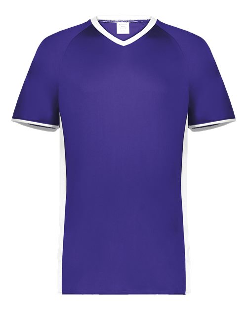Youth Cutter V-Neck Jersey - Purple/ White