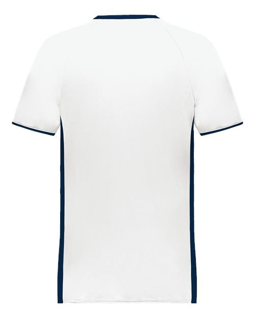 Youth Cutter V-Neck Jersey - White/ Navy