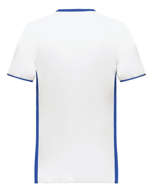 Youth Cutter V-Neck Jersey - White/ Royal