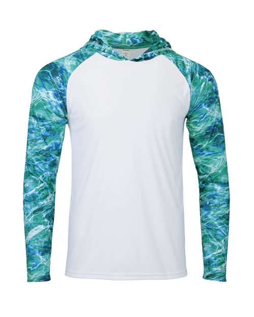 Men's Biloxi Performance Colorblocked Hooded Long Sleeve T-Shirt - Seafoam