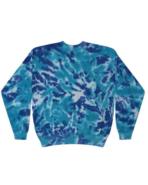 Unisex Tie-Dyed Fleece Crewneck Sweatshirt - Multi Blue