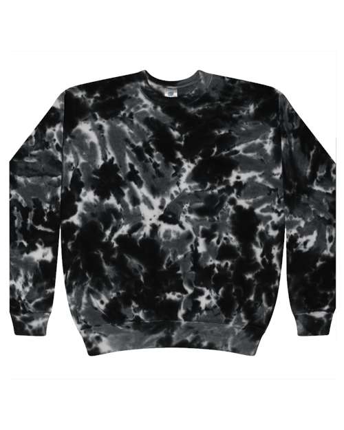 Unisex Tie-Dyed Fleece Crewneck Sweatshirt - Multi Black