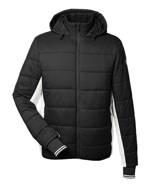 Men's Nautical Mile Hooded Puffer Jacket - Black/ Antique White