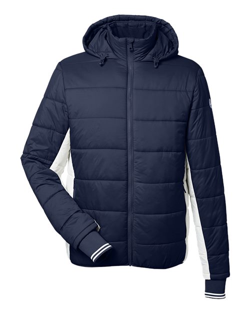 Men's Nautical Mile Hooded Puffer Jacket - Navy/ Antique White