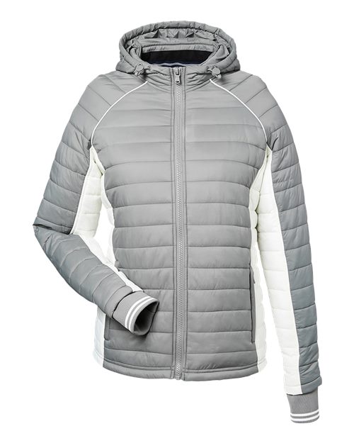 Women's Nautical Mile Hooded Puffer Jacket - Graphite/ Antique White