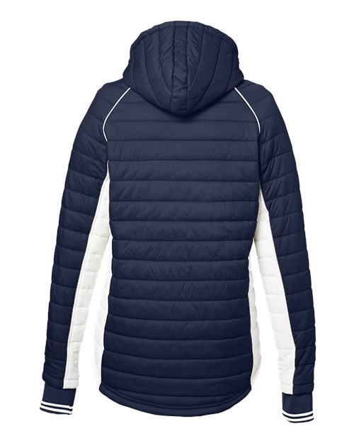 Women's Nautical Mile Hooded Puffer Jacket - Navy/ Antique White