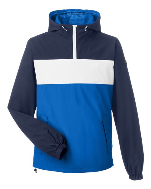 Unisex Windward Anorak Hooded Quarter-Zip Jacket - Navy/ White/ Royal