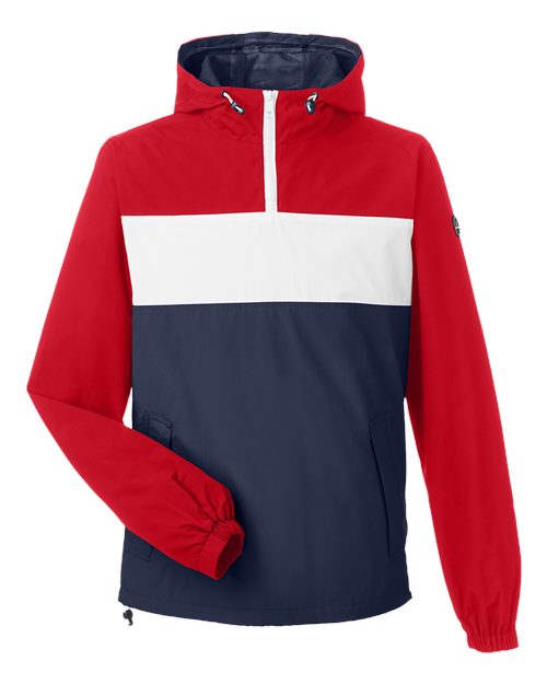Unisex Windward Anorak Hooded Quarter-Zip Jacket - Red/ White/ Navy