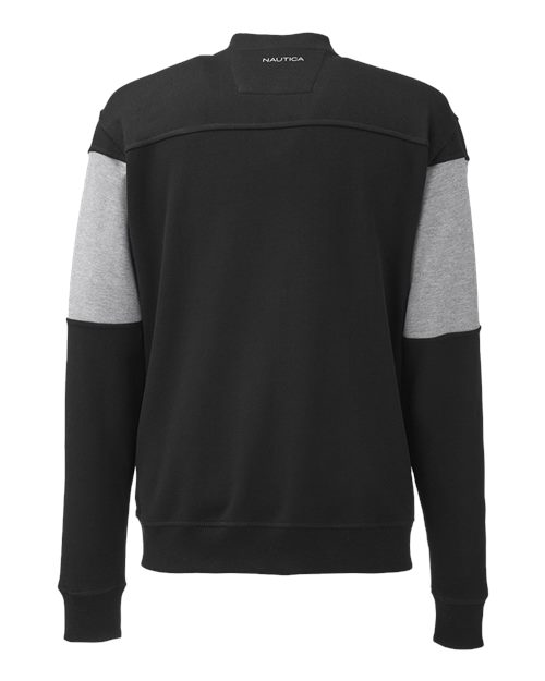 Unisex Anchor Fleece Colorblocked Bomber Jacket - Black/ Oxford Heather