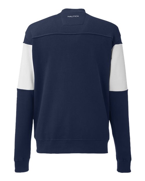 Unisex Anchor Fleece Colorblocked Bomber Jacket - Navy/ White