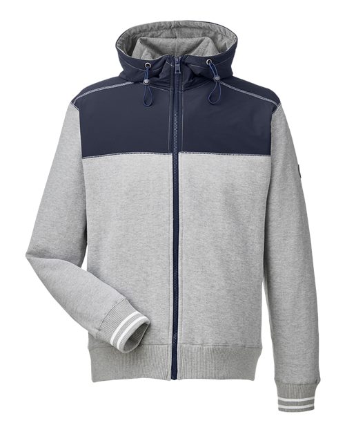 Men's Navigator Fleece Hooded Full-Zip Jacket - Oxford Heather/ Navy