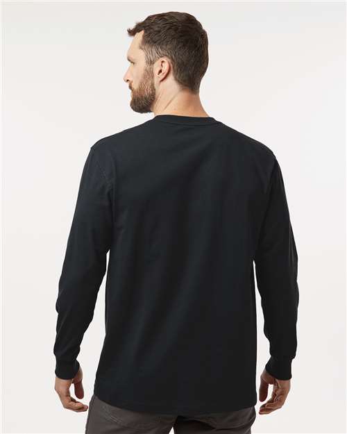 Men's Tall Traditional Heavyweight Long Sleeve T-Shirt - Black