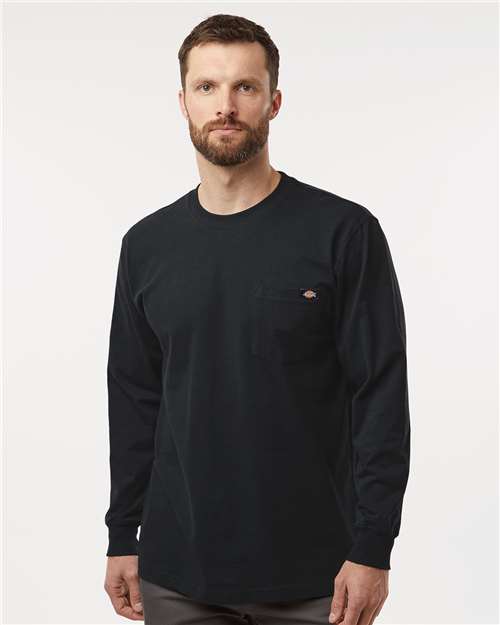 Men's Tall Traditional Heavyweight Long Sleeve T-Shirt - Black