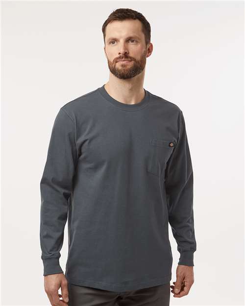 Men's Tall Traditional Heavyweight Long Sleeve T-Shirt - Charcoal