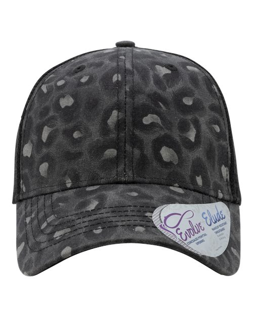 Women's Modern Trucker Cap - Black Leopard/ Black