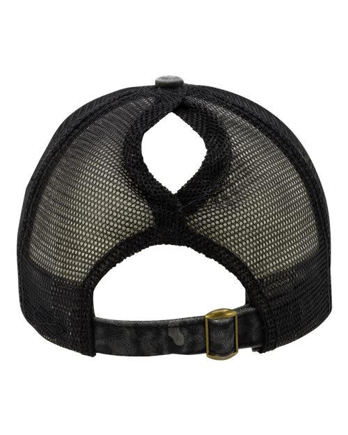 Women's Printed Bill with Mesh Back Cap - Black/ Black Leopard/ Black